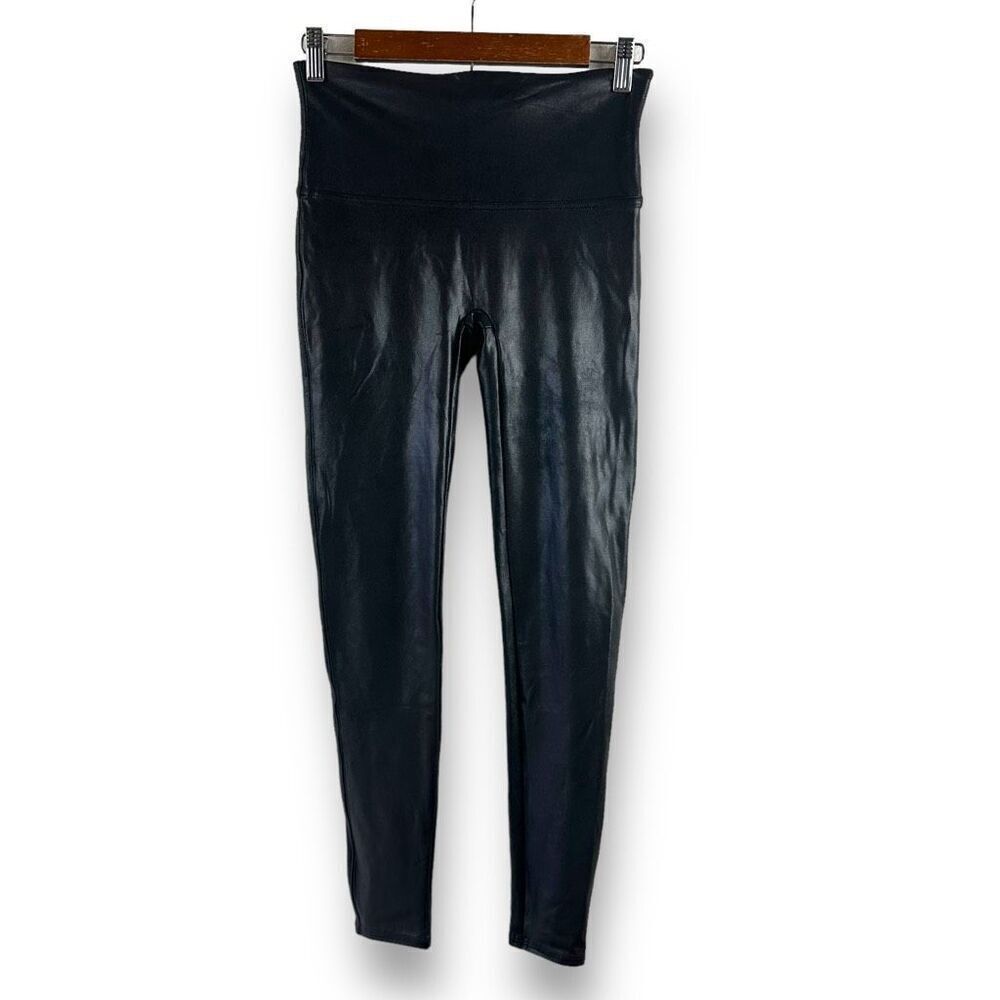 Spanx Women's L Faux Leather Shapewear Leggings Black Cocktail Party‎ Bikercore